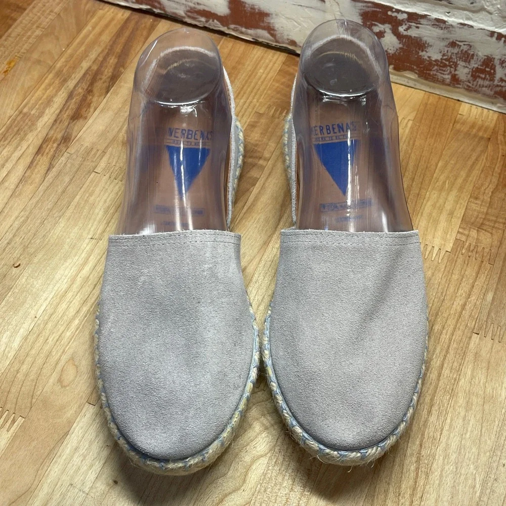 Verbenas Gaudi Grey Suede Espadrille Flats Womens Size 39 Made in Spain